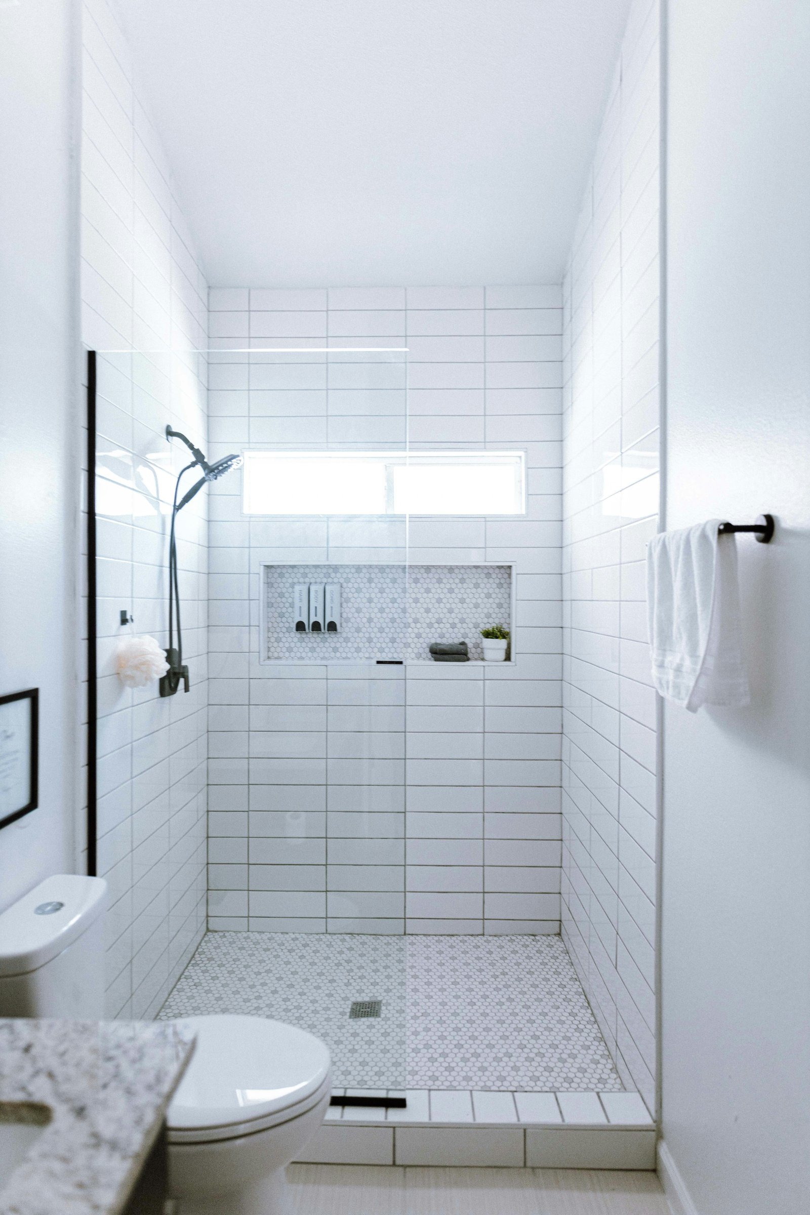 Custom tile shower remodel with modern design Marietta GA